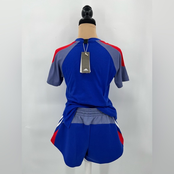 Adidas NWT womens top & shorts matching workout set S athleisure sporty athletic - Picture 5 of 16